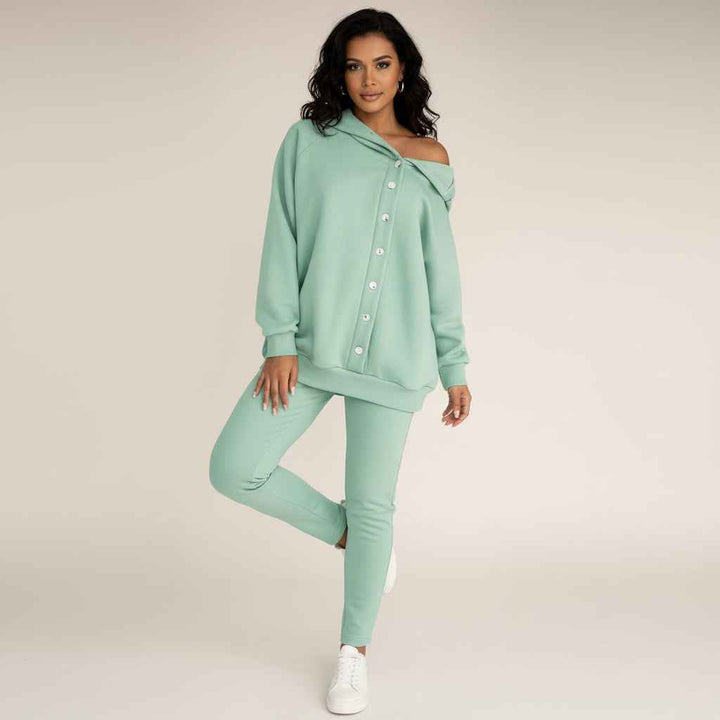 Women's Hooded Sweatshirt Set Mint