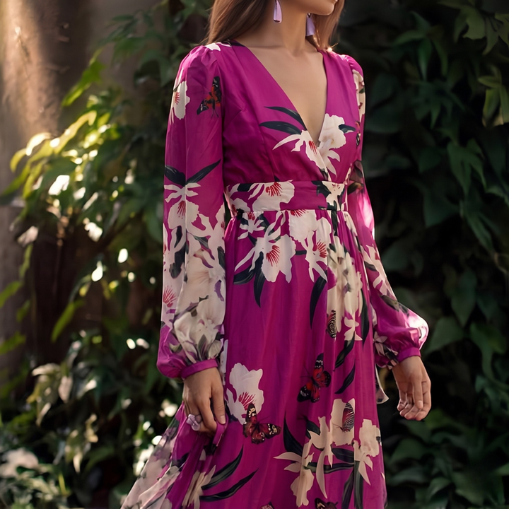 Rachel | Women's Lightweight Floral Chiffon Dress with Flowing Fit