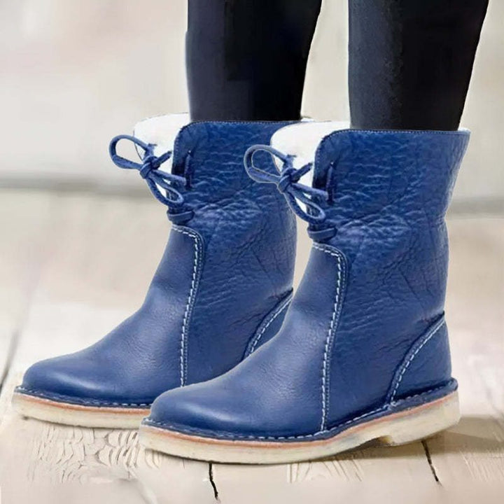 Snörade vinterboots för kvinnor med pälsfoder