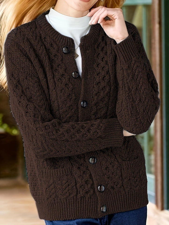 Women's Cable Knit Button-Front Cardigan