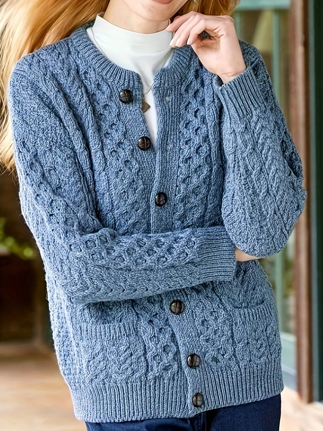 Women's Cable Knit Button-Front Cardigan
