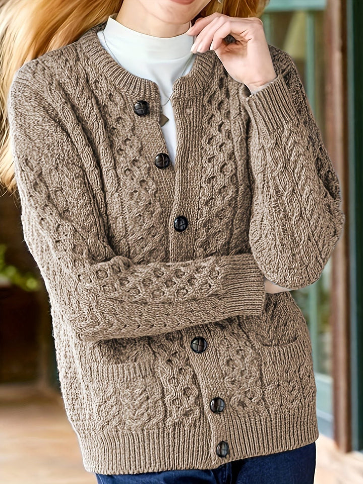 Women's Cable Knit Button-Front Cardigan