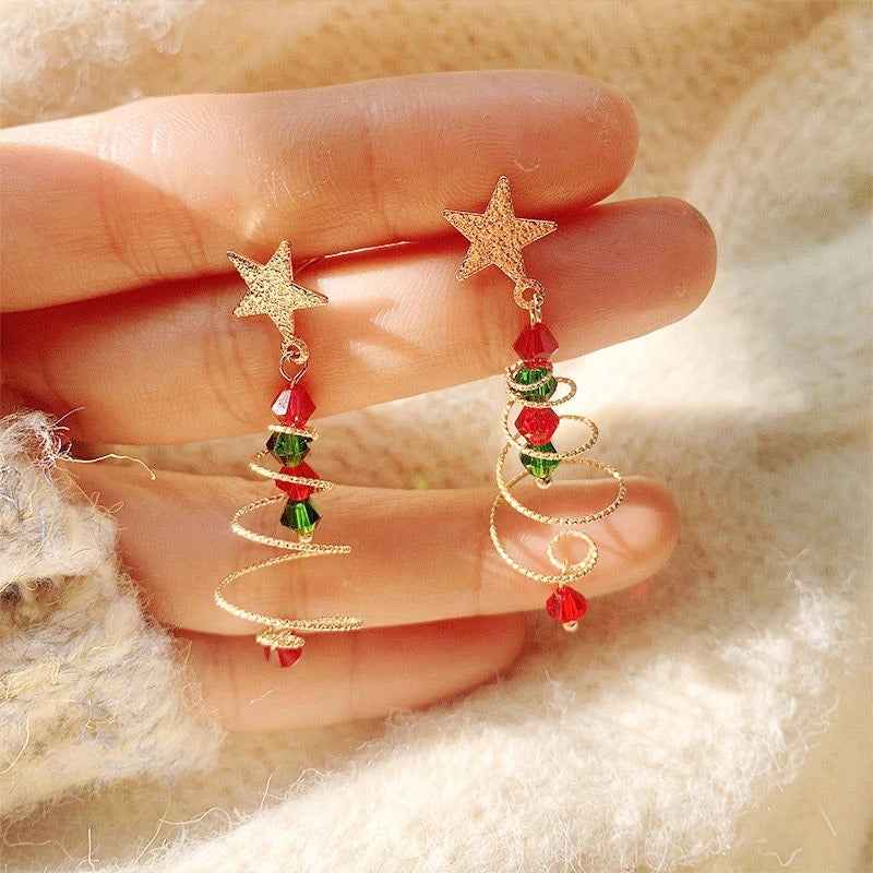 Festive Charm Earrings Golden Tree