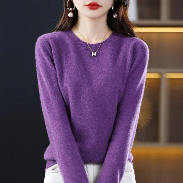 Women's Ribbed Knit Crew Neck Sweater Violet