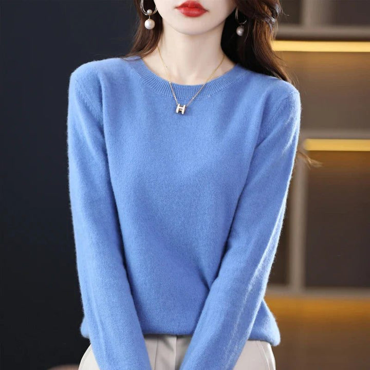 Women's Ribbed Knit Crew Neck Sweater Blue