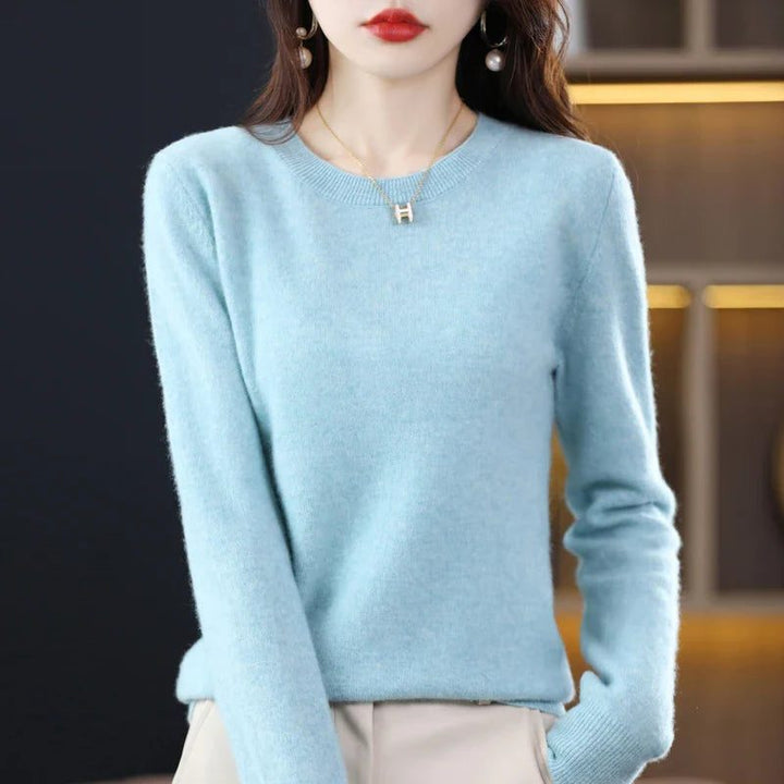 Women's Ribbed Knit Crew Neck Sweater Green
