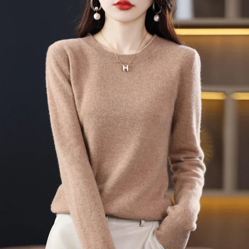 Women's Ribbed Knit Crew Neck Sweater Golden