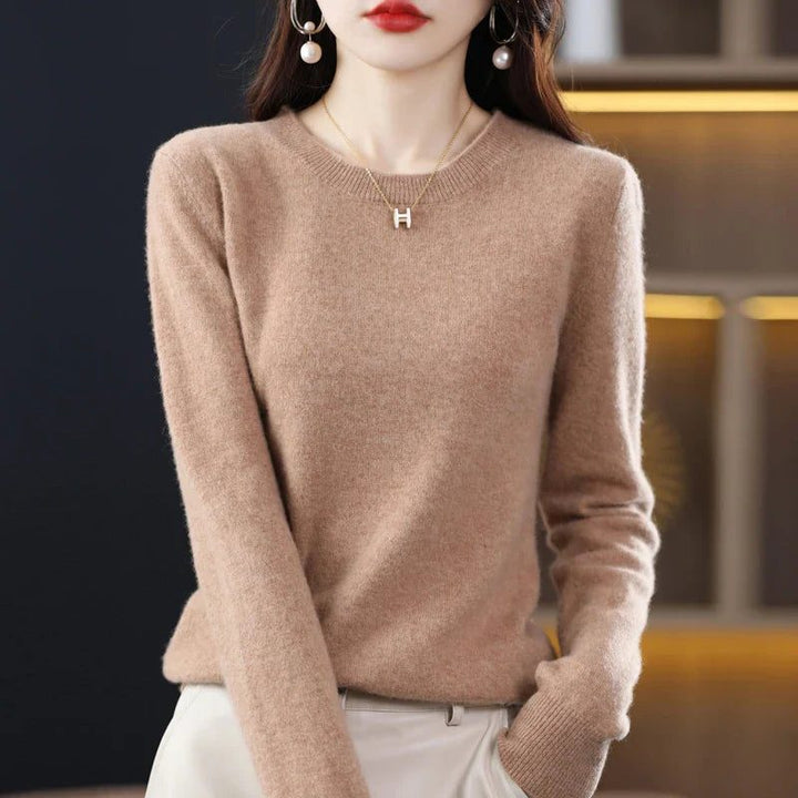 Women's Ribbed Knit Crew Neck Sweater Golden