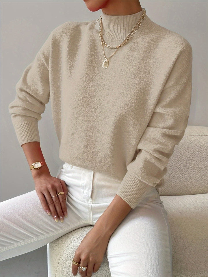 Women's Ribbed Knit Roll Neck Sweater