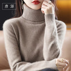 Women's Acrylic Turtleneck Relaxed Fit Ribbed Textured Turtleneck Camel