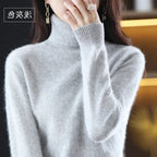 Women's Acrylic Turtleneck Relaxed Fit Ribbed Textured Turtleneck Gray