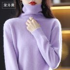 Women's Acrylic Turtleneck Relaxed Fit Ribbed Textured Turtleneck Lavender
