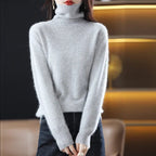 Women's Acrylic Turtleneck Relaxed Fit Ribbed Textured Turtleneck