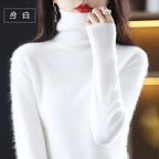 Women's Acrylic Turtleneck Relaxed Fit Ribbed Textured Turtleneck