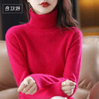 Women's Acrylic Turtleneck Relaxed Fit Ribbed Textured Turtleneck