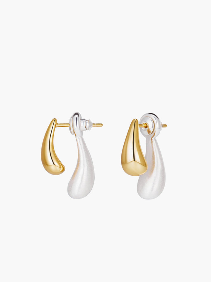 Earrings | Women's Two-Tone Water Drop Earrings Gold One Size