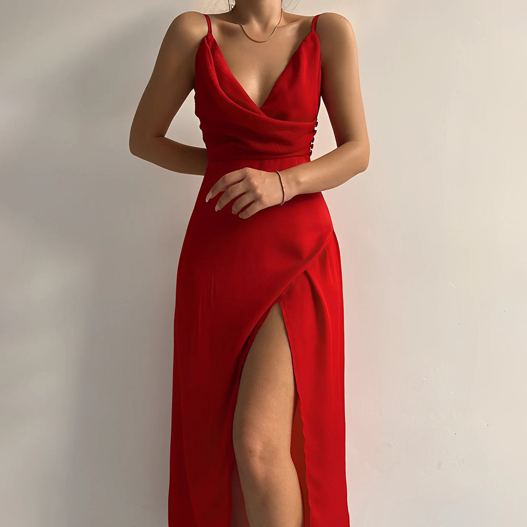 Women's Elegant Dress - Stylish and Chic Design Red