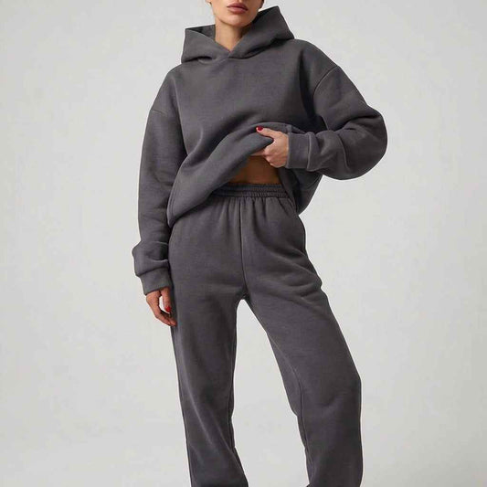 Women's Cotton Oversized Drawstring Hoodie Winter Essential Grey