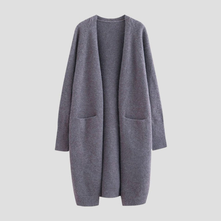 Women's Cashmere Long Cardigan with Pockets Gray One Size
