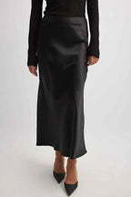 Women's A-Line Satin Maxi Skirt – Elegant Long Design with Shiny Finish
