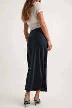 Women's A-Line Satin Maxi Skirt – Elegant Long Design with Shiny Finish