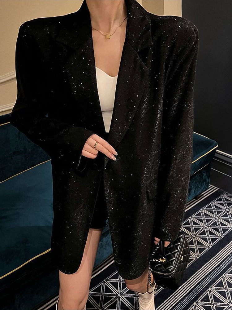 Women's Sequin Oversized Blazer for Stylish Outfits