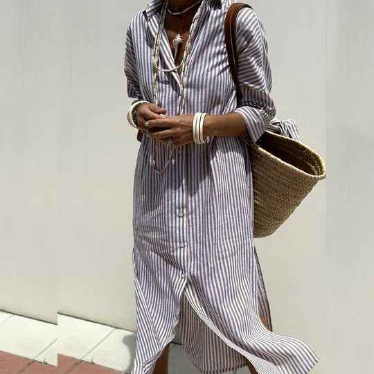 Sherry | Women's Button-Down Midi Dress Gray