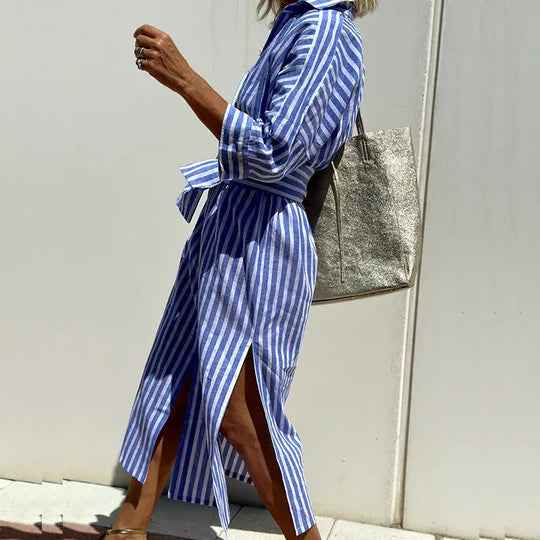 Sherry | Women's Button-Down Midi Dress Blue