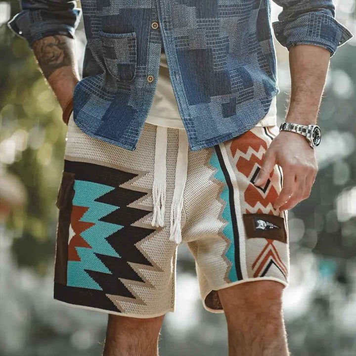 Men's Vintage Jacquard Knit Shorts - Sun Chaser Style XL