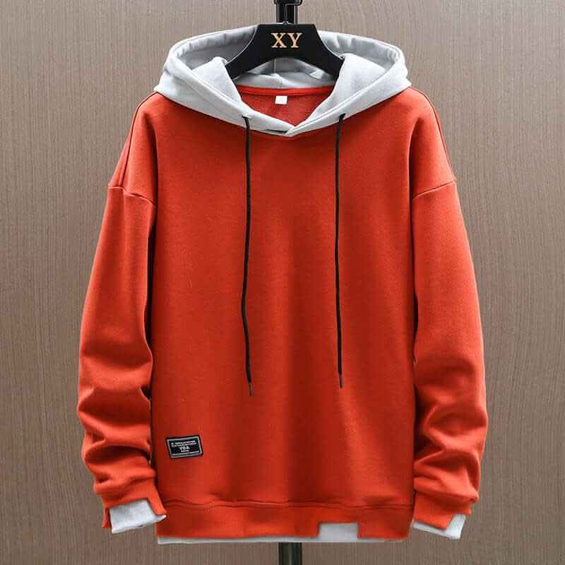 Men's Contrast Hooded Pullover Sweatshirt