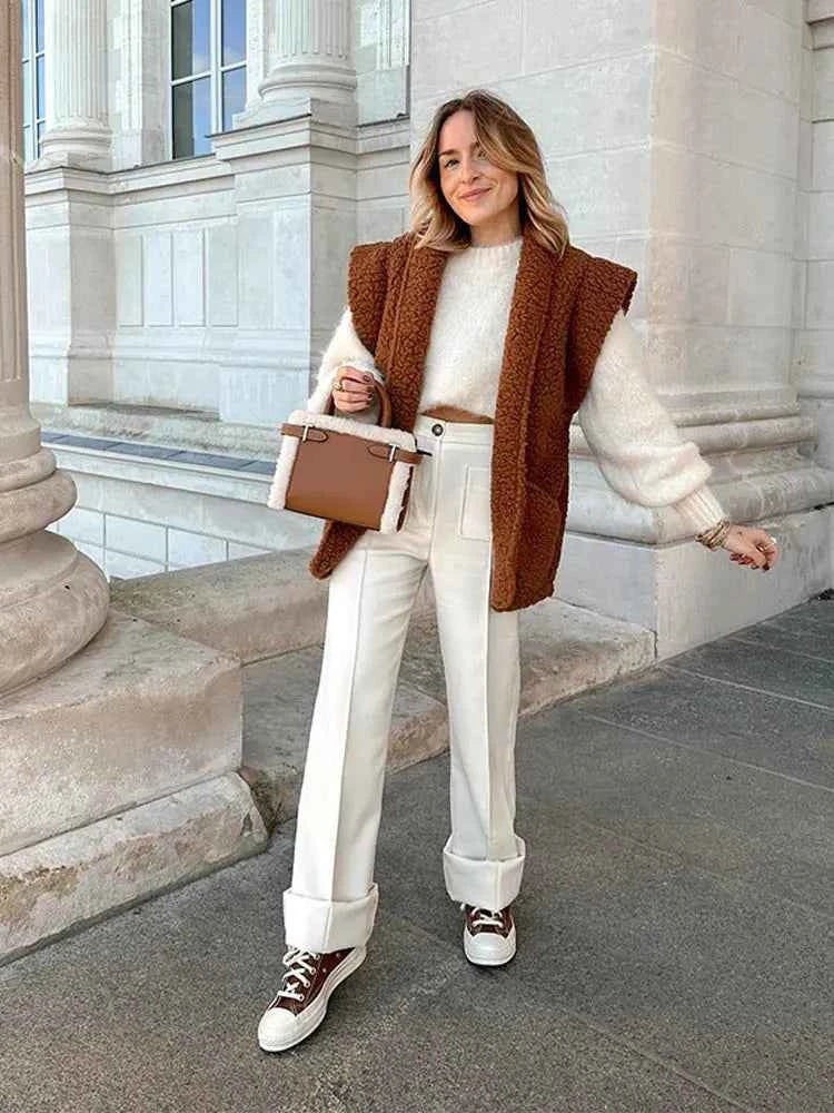 Women's Sleeveless Fleece Bodywarmer – Soft and Loose-Fitting Casual Comfort