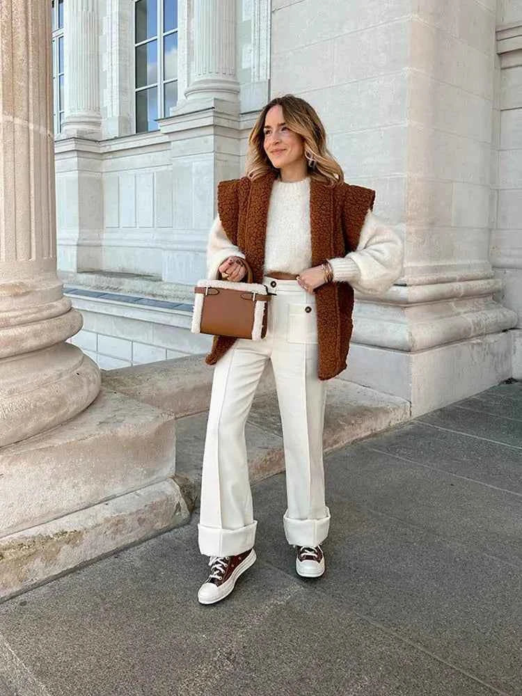 Women's Sleeveless Fleece Bodywarmer – Soft and Loose-Fitting Casual Comfort