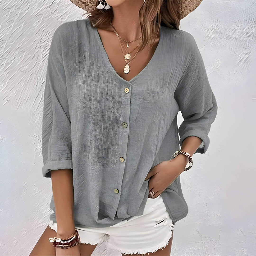 Women's Casual Relaxed Button-Up Blouse
