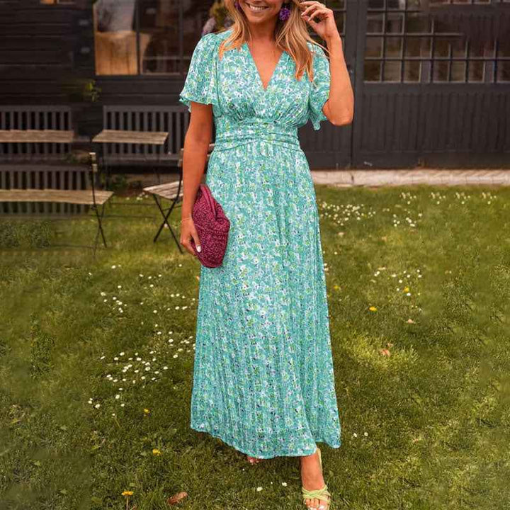 Camille | Elegant V-Neck Dress for Modern Women Green