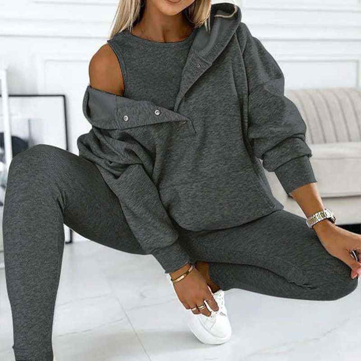 Women's Cozy Loungewear Set – Hoodie with Pocket & High-Waisted Leggings – Soft Fabric