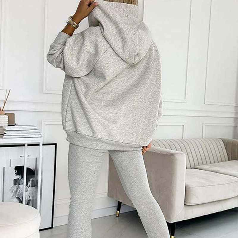 Women's Cozy Loungewear Set – Hoodie with Pocket & High-Waisted Leggings – Soft Fabric