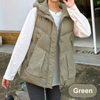 Women's Hooded Mid-Length Thick Cardigan Green