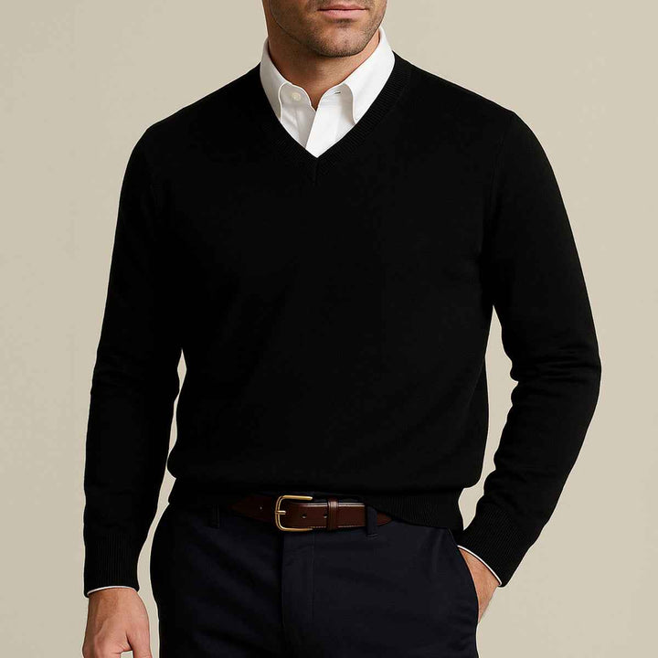 Men's V-Neck Knit Pullover Sweater