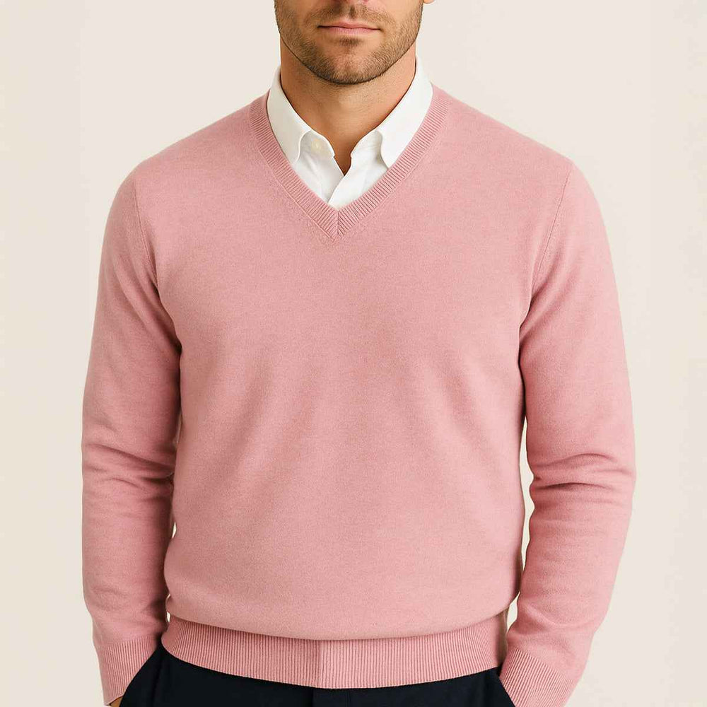 Men's V-Neck Knit Pullover Sweater