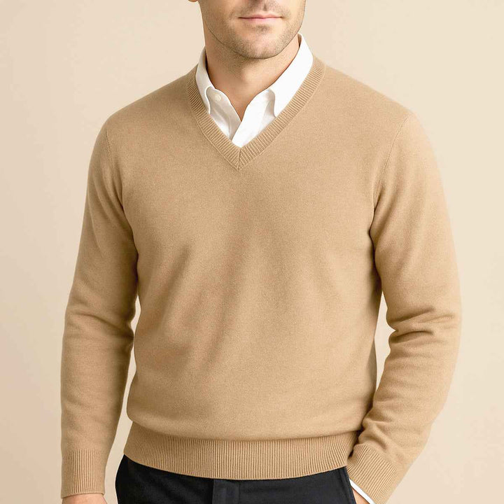 Men's V-Neck Knit Pullover Sweater