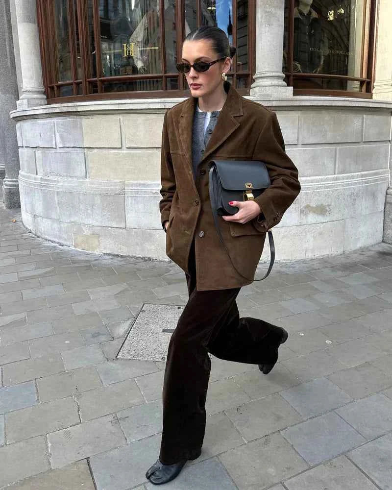 Women's Suede Blazer - Stylish and Chic Outerwear