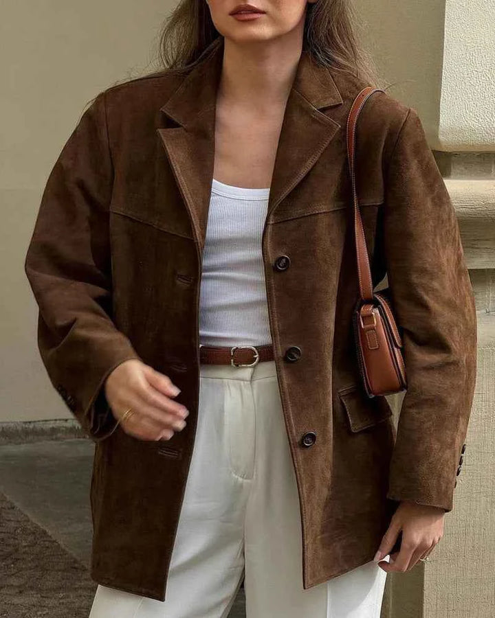 Women's Suede Blazer - Stylish and Chic Outerwear