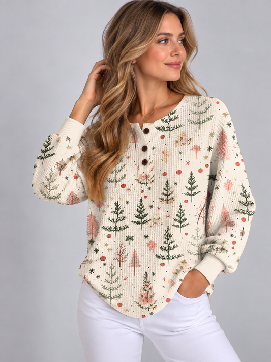 Women's Quilted Polyester Relaxed Fit Textured Button Front Sweater