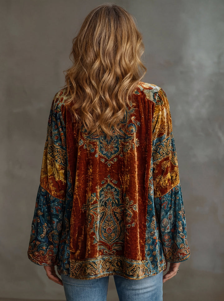 Women's Tapestry Velvet-Touch Long Cardigan