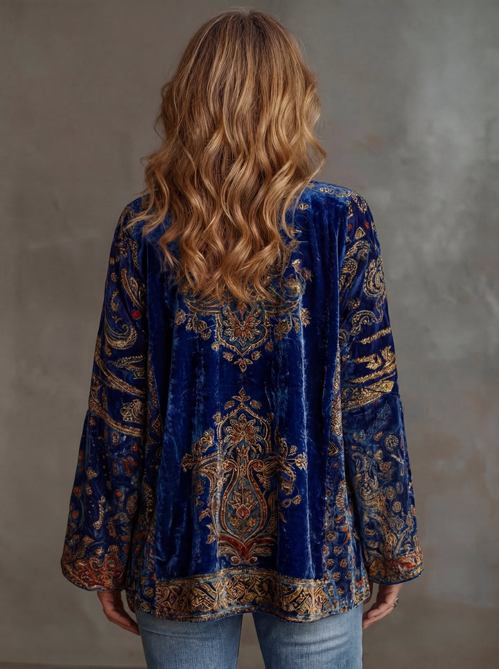 Women's Tapestry Velvet-Touch Long Cardigan