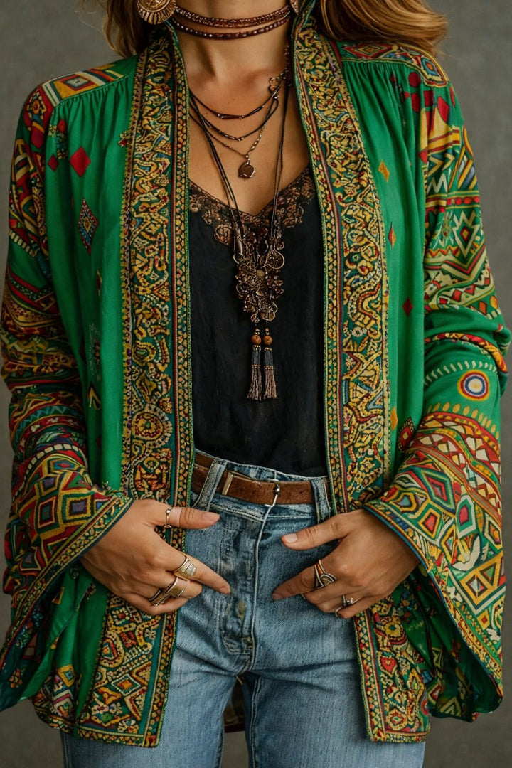 Women's Tapestry Velvet-Touch Long Cardigan