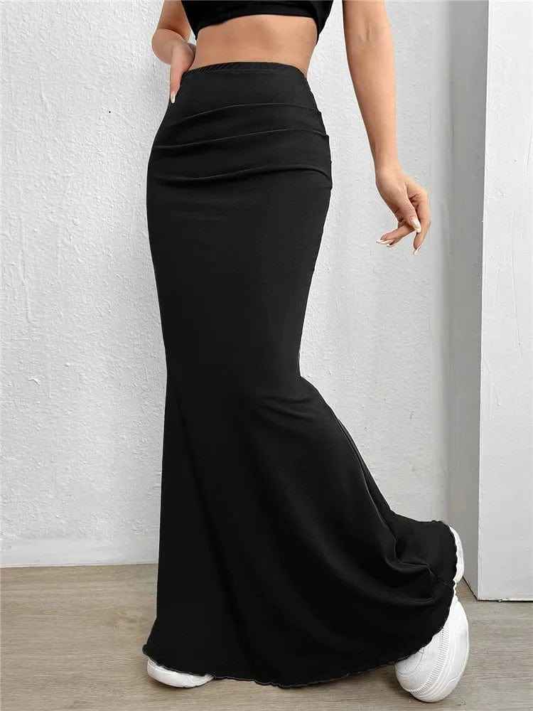 Women's High Waist Maxi Skirt - Tailored Fit & Stretchy Flare