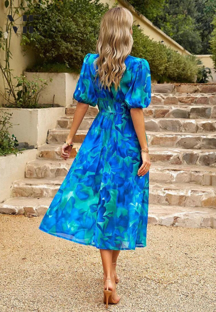 Theresa | Women's V-Neck A-Line Midi Dress