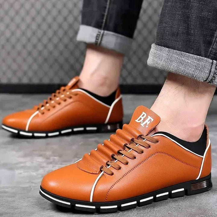 Men's Casual Lace-Up Sneakers with Decorative Stitching | Stylish Footwear