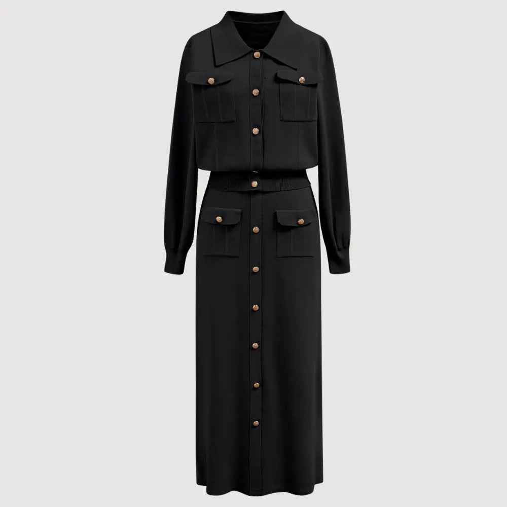 Women's Elegant Knit Two-Piece Set Black One-Size